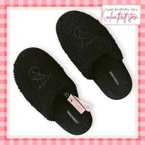 nwt || victorias secret black sherpa slippers